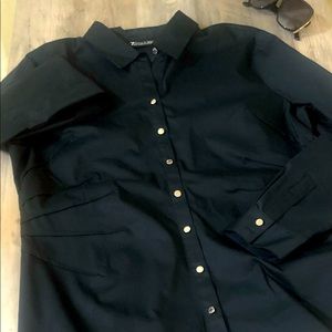 Black button down fitted blouse